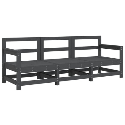 Elegant 3-Piece Grey Pine Wood Garden Lounge Set
