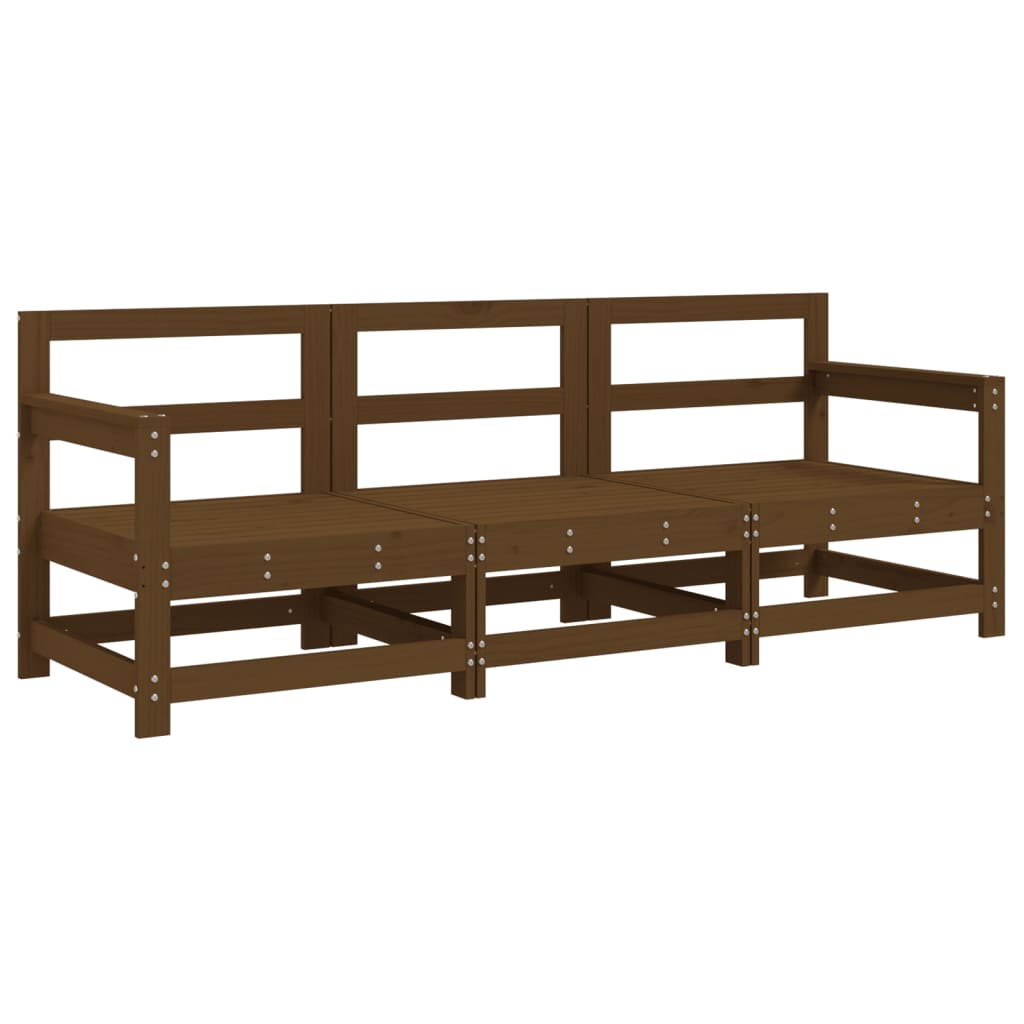 Honey Brown 3-Piece Solid Pine Wood Garden Lounge Set