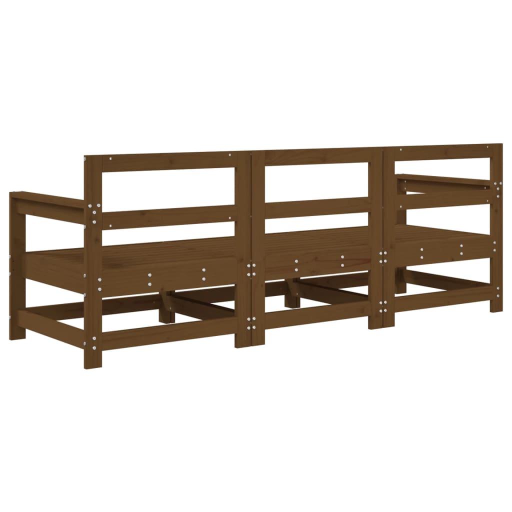Honey Brown 3-Piece Solid Pine Wood Garden Lounge Set