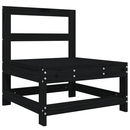 Elegant 3-Piece Black Solid Pine Wood Garden Lounge Set