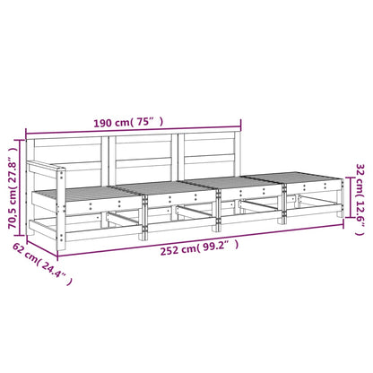4-Piece Solid Pine Wood Garden Lounge Set - Stylish & Durable