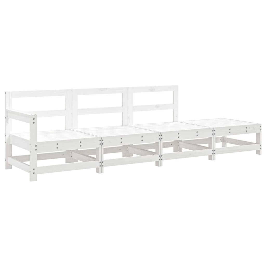 Elegant 4-Piece White Solid Pine Garden Lounge Set