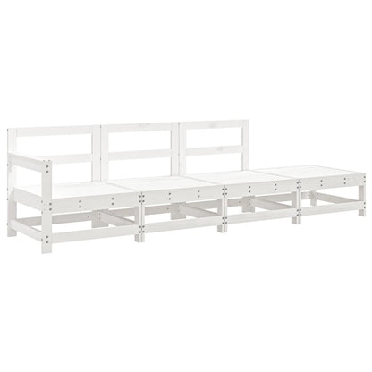 Elegant 4-Piece White Solid Pine Garden Lounge Set