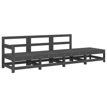 4 Piece Grey Solid Pine Wood Garden Lounge Set