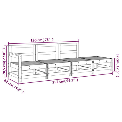 4 Piece Garden Lounge Set in Impregnated Pine Wood