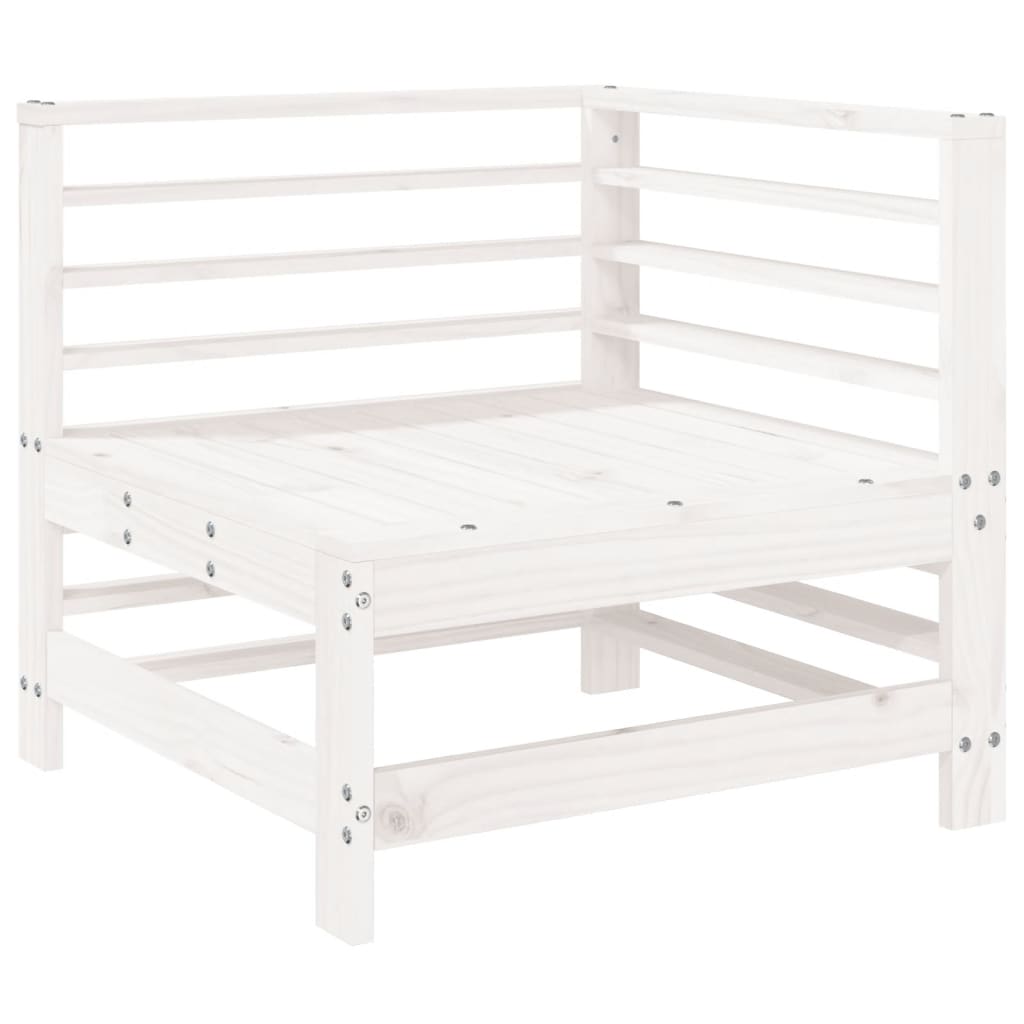 White Solid Wood Pine Garden Corner Sofa