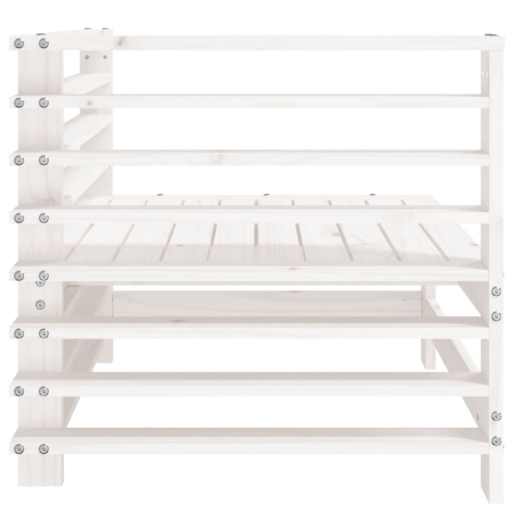 White Solid Wood Pine Garden Corner Sofa