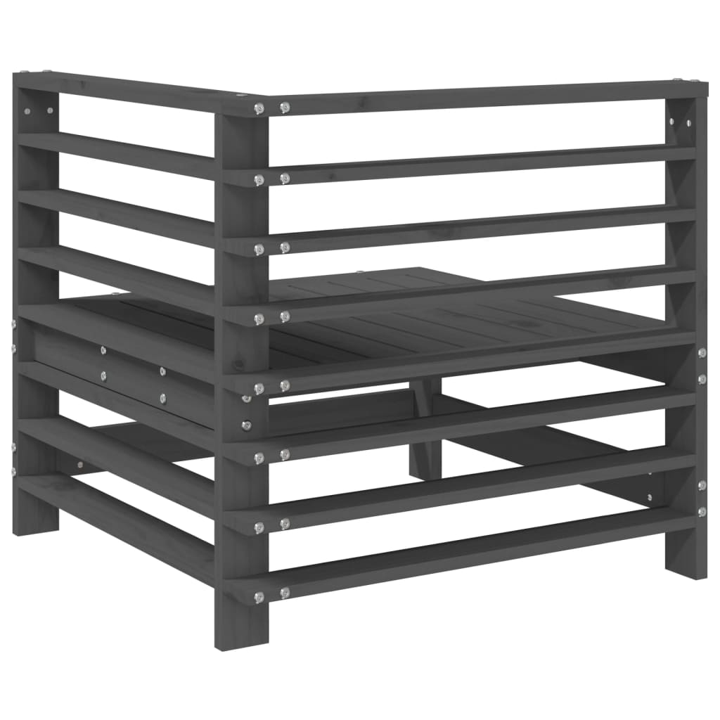 Elegant Grey Garden Corner Sofa | Solid Pine Wood Construction