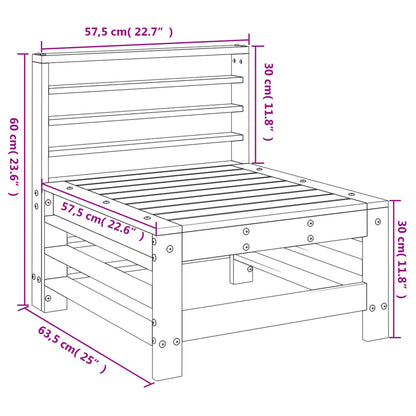 White Solid Wood Pine Garden Middle Sofa