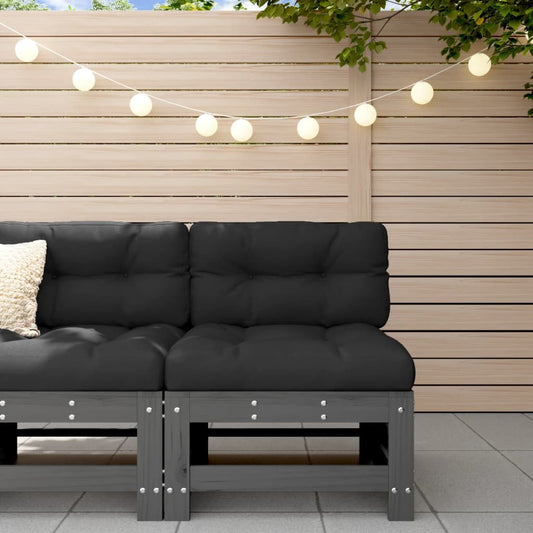 Solid Wood Pine Garden Middle Sofa - Grey Finish