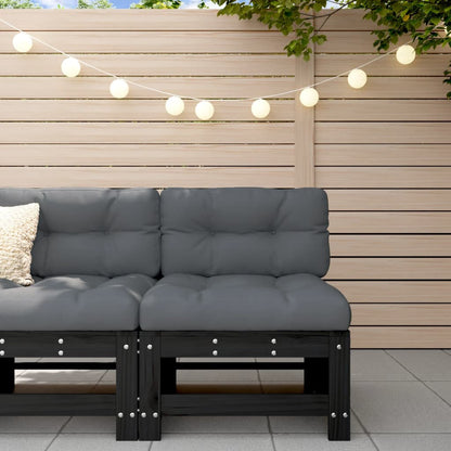Elegant Black Pine Wood Garden Middle Sofa