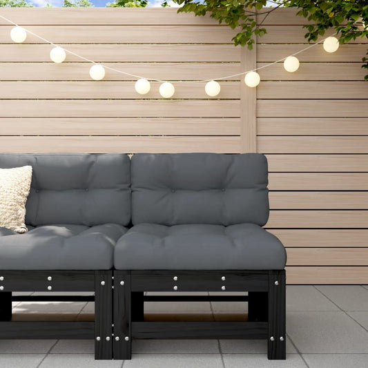 Elegant Black Pine Wood Garden Middle Sofa
