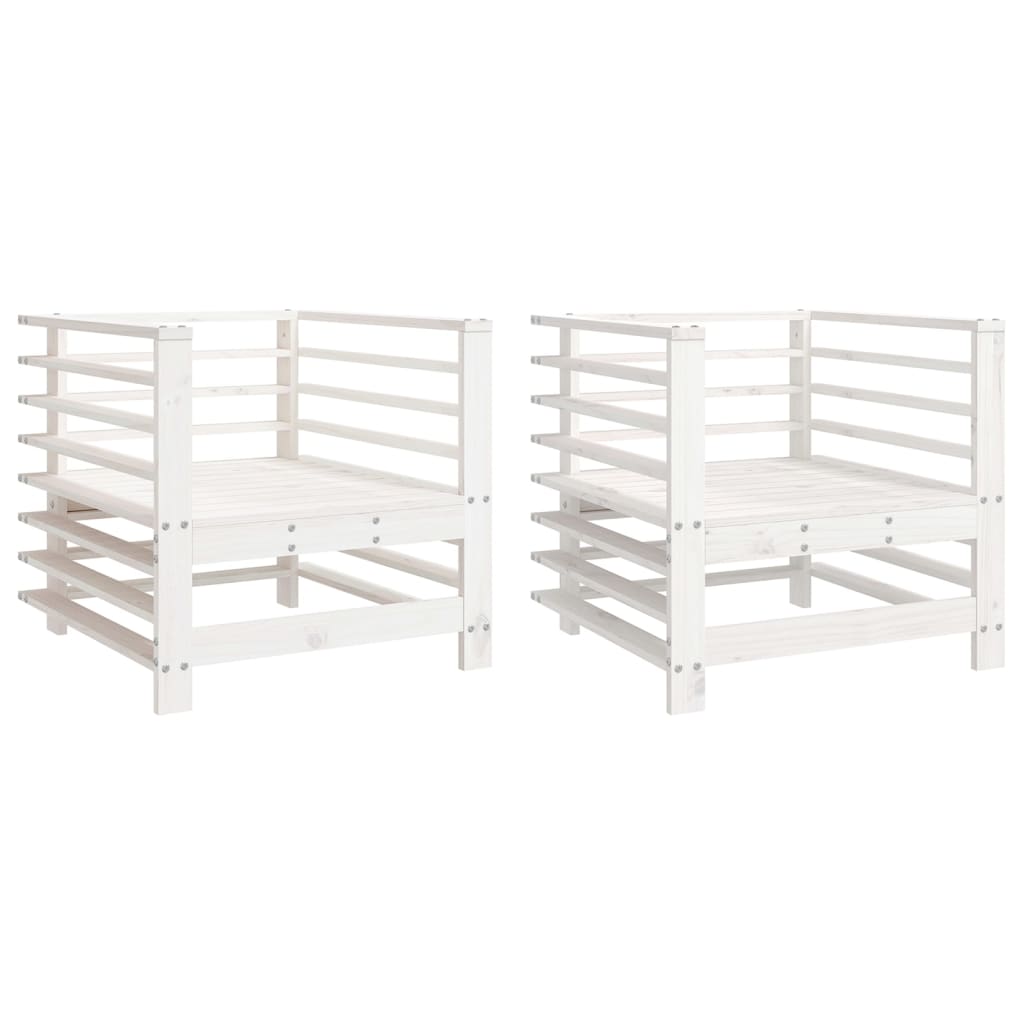 Elegant 2-Pc White Solid Pine Wood Garden Chairs