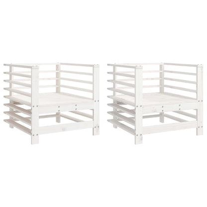 Elegant 2-Pc White Solid Pine Wood Garden Chairs
