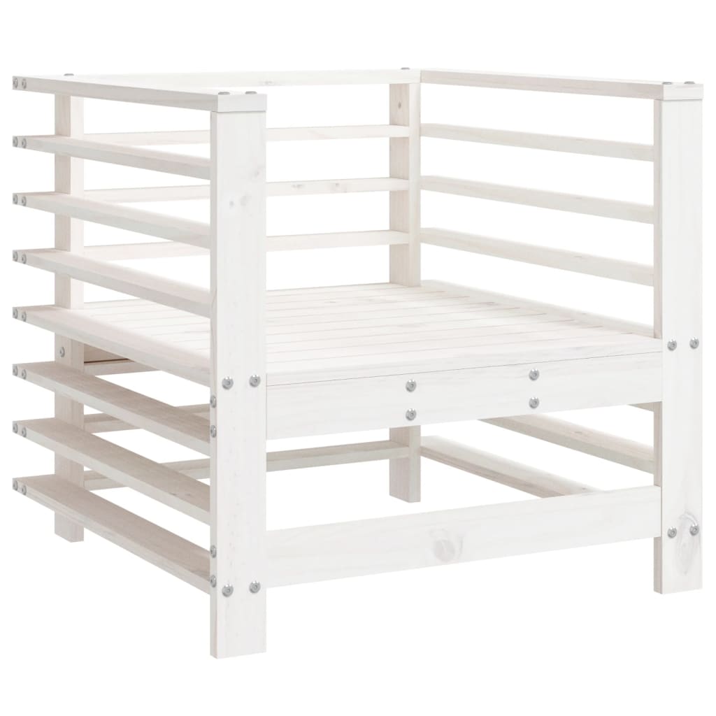 Elegant 2-Pc White Solid Pine Wood Garden Chairs
