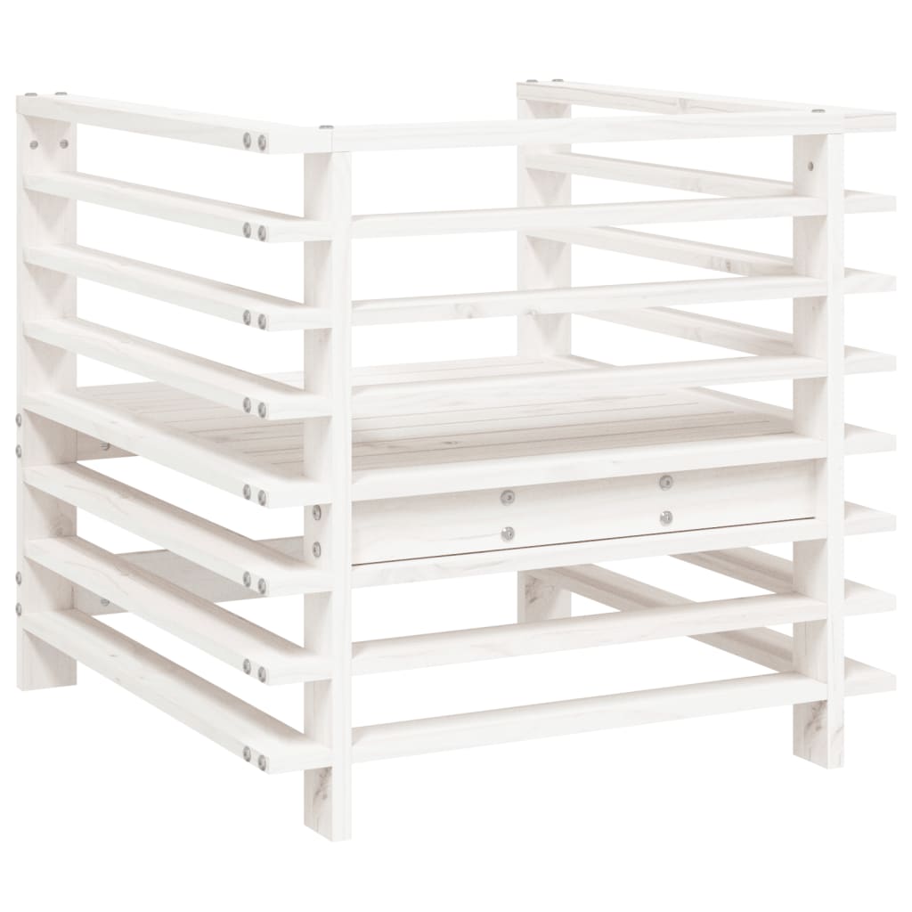 Elegant 2-Pc White Solid Pine Wood Garden Chairs