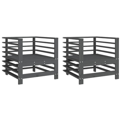2-Piece Grey Solid Pine Garden Chairs - Durable & Stylish Outdoor Seating