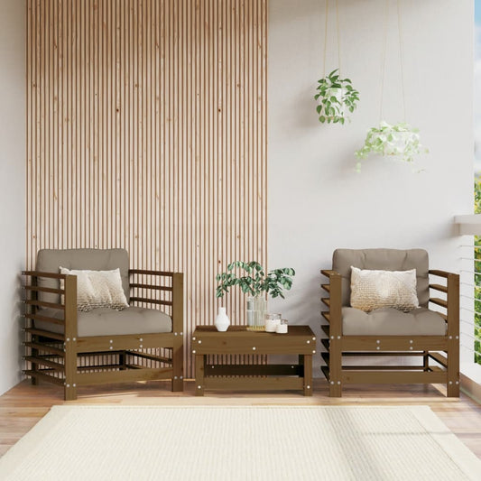 Honey Brown Pine Wood Garden Chairs Set - 2 Pieces