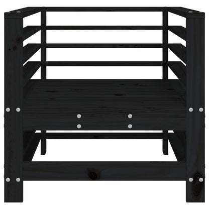 Set of 2 Black Solid Pine Wood Garden Chairs - Stylish Outdoor Seating