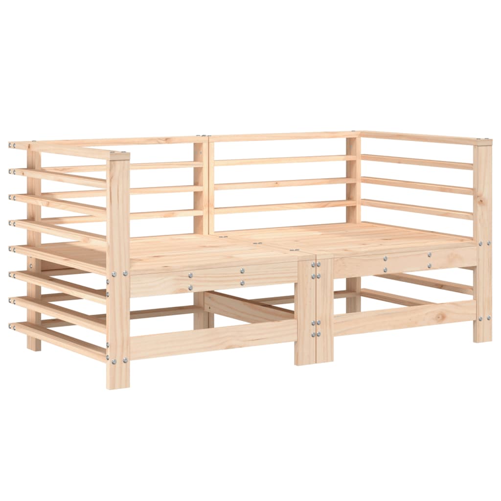 Solid Pine Wood Garden Corner Sofas, 2-Piece Set