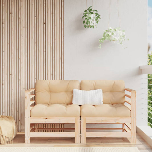 Solid Pine Wood Garden Corner Sofas, 2-Piece Set