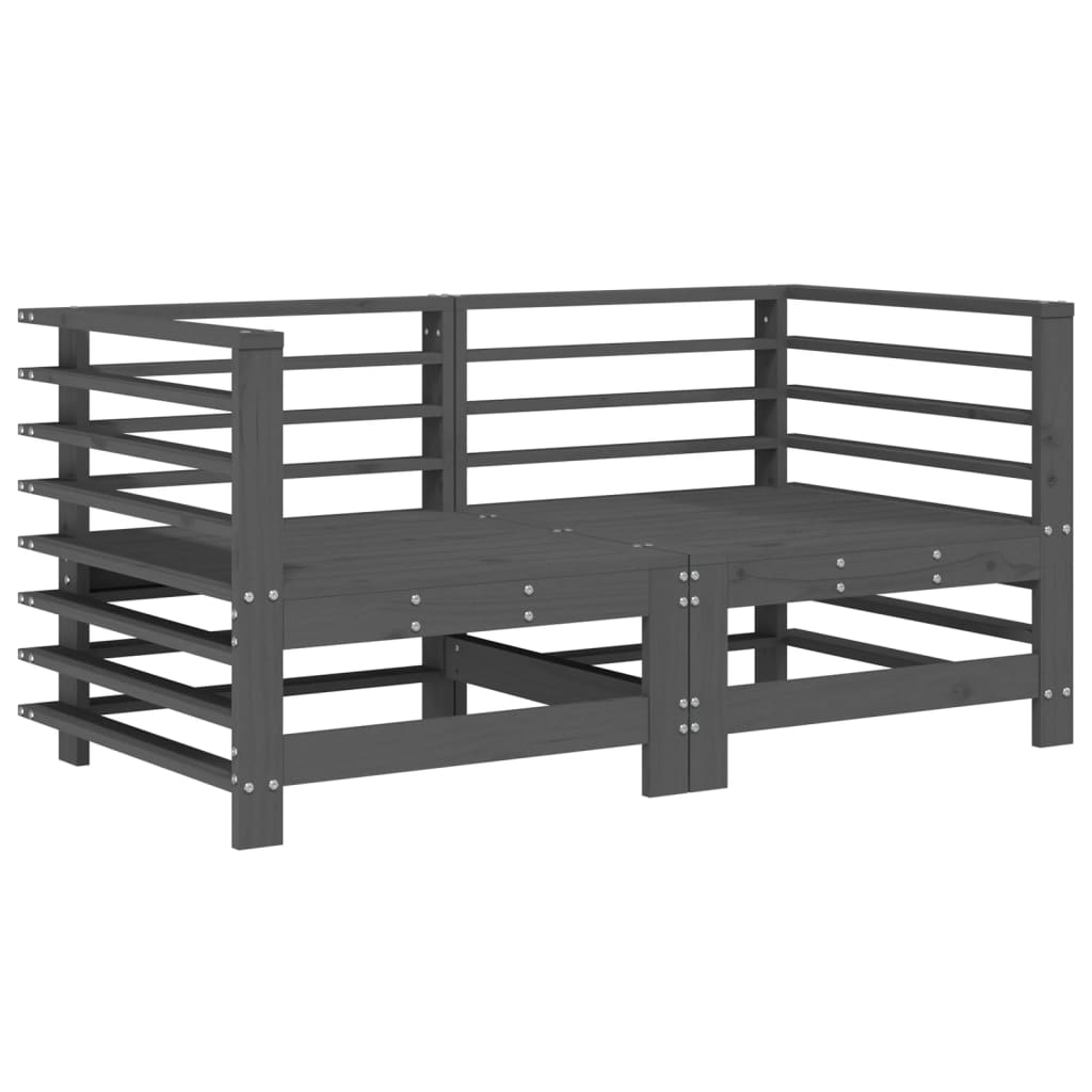 Grey Solid Wood Pine Garden Corner Sofas - 2 Piece Set