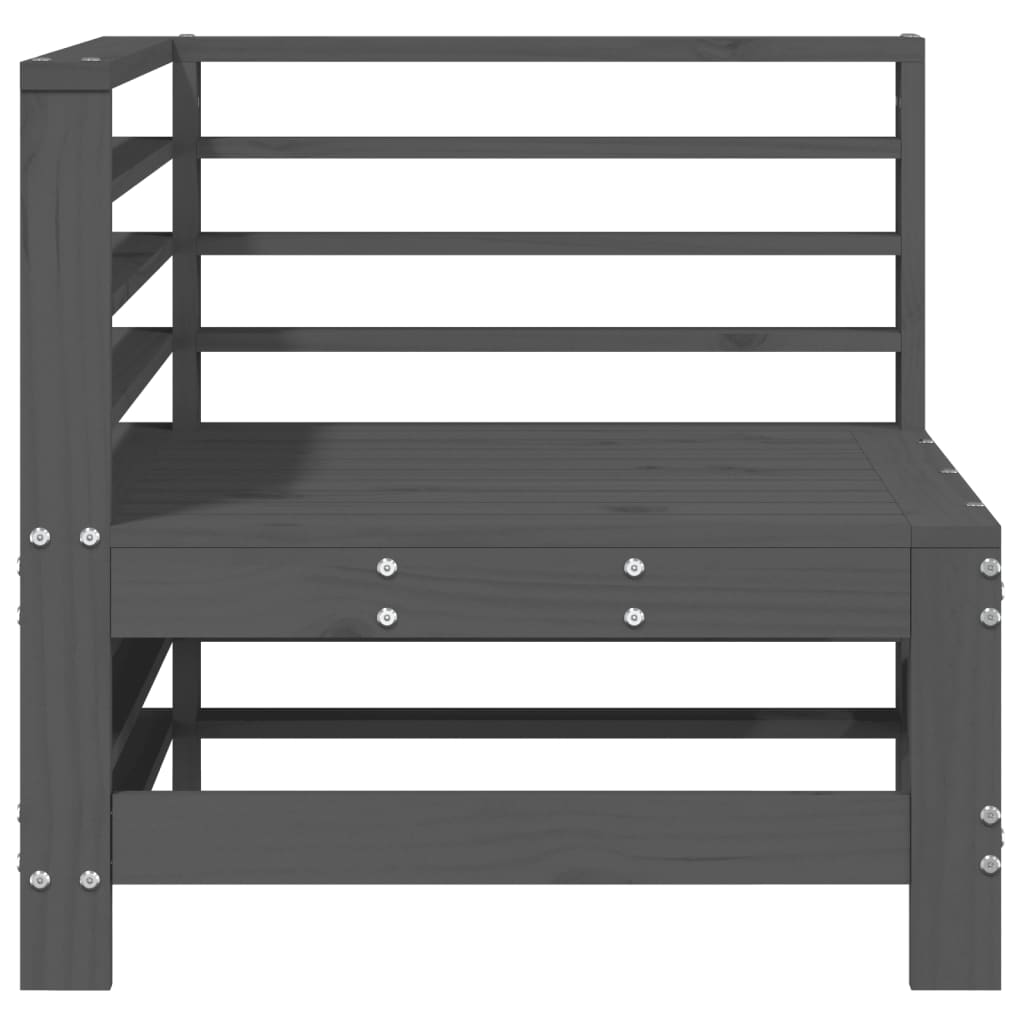 Grey Solid Wood Pine Garden Corner Sofas - 2 Piece Set