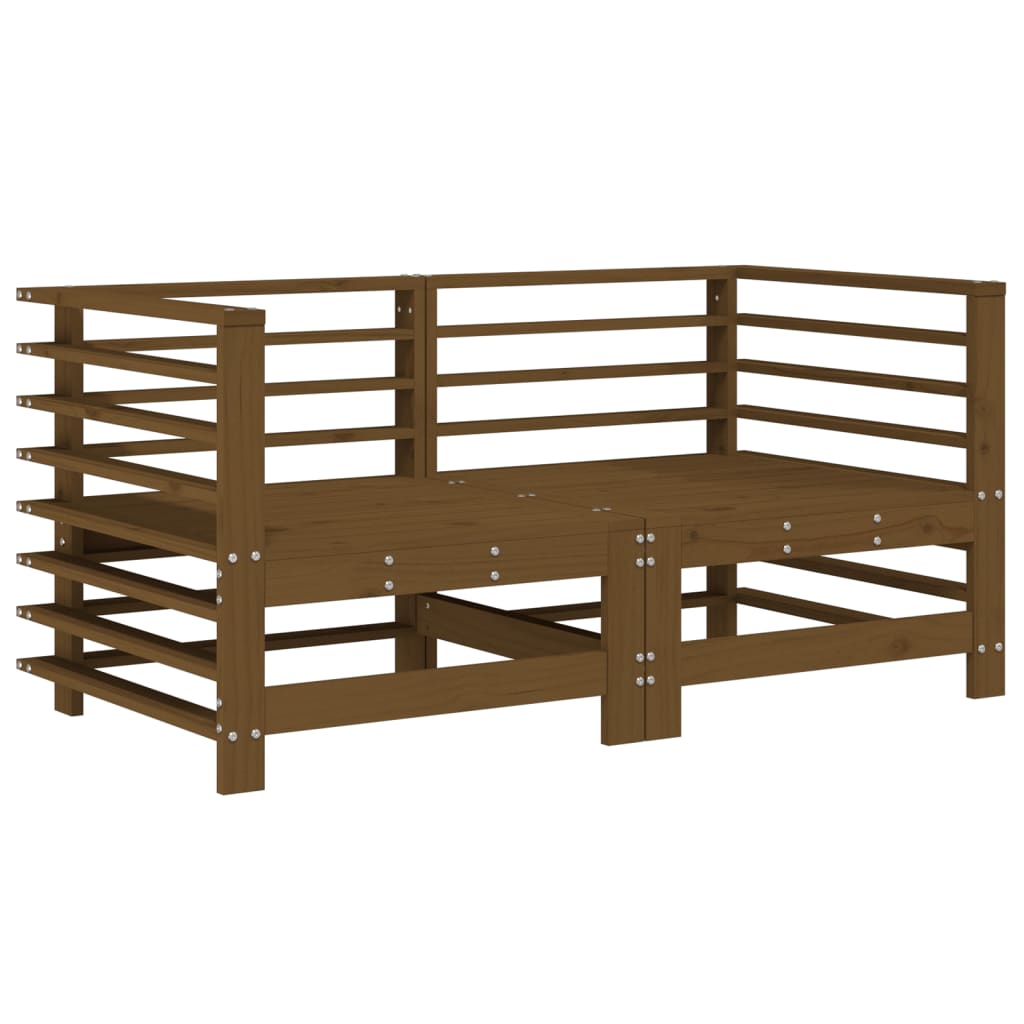 2-Piece Honey Brown Solid Pine Garden Corner Sofa Set