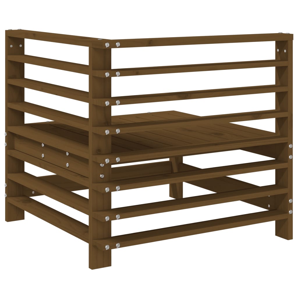2-Piece Honey Brown Solid Pine Garden Corner Sofa Set
