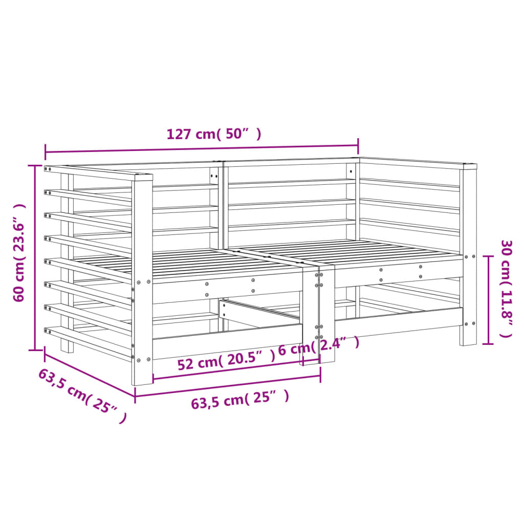 2-Piece Garden Corner Sofas in Douglas Solid Wood