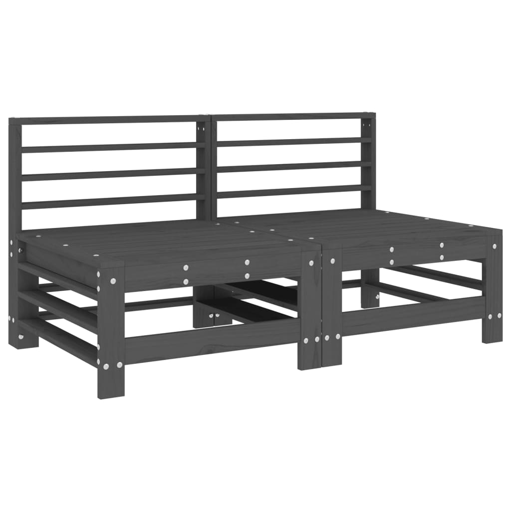 2-Piece Grey Solid Wood Pine Garden Middle Sofas