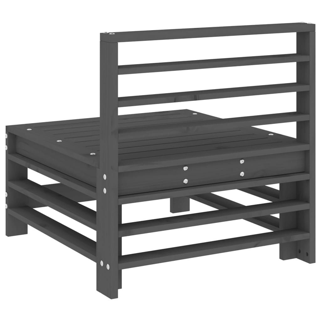 2-Piece Grey Solid Wood Pine Garden Middle Sofas