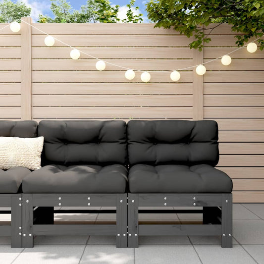 2-Piece Grey Solid Wood Pine Garden Middle Sofas