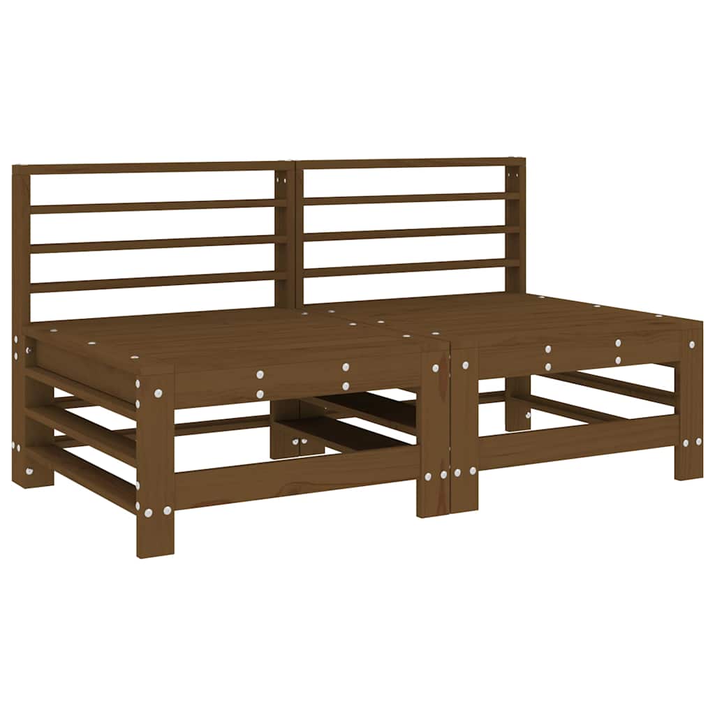 Honey Brown Solid Pine Garden Middle Sofas - 2 Pc Set