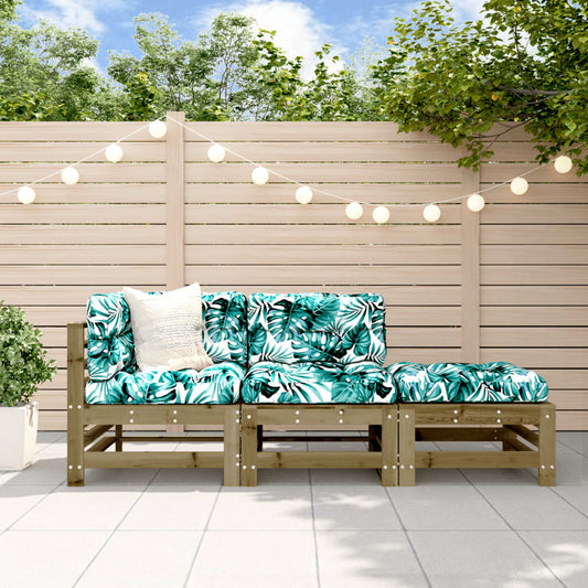 Stylish 3-Piece Pine Wood Garden Lounge Set - Impregnated Finish