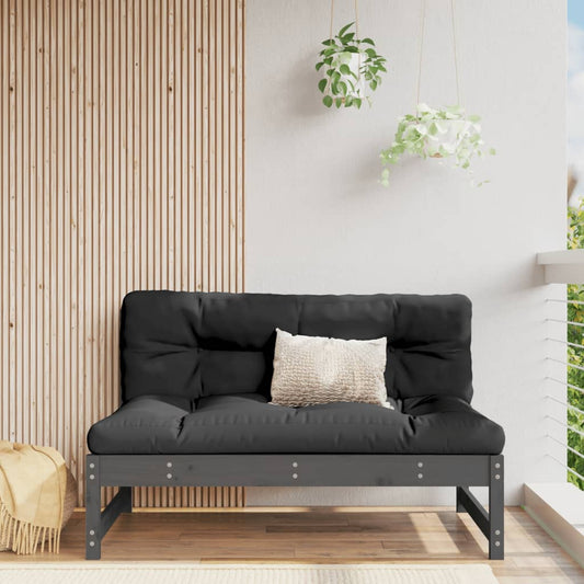 Solid Pine Grey Garden Middle Sofa 120x80 cm