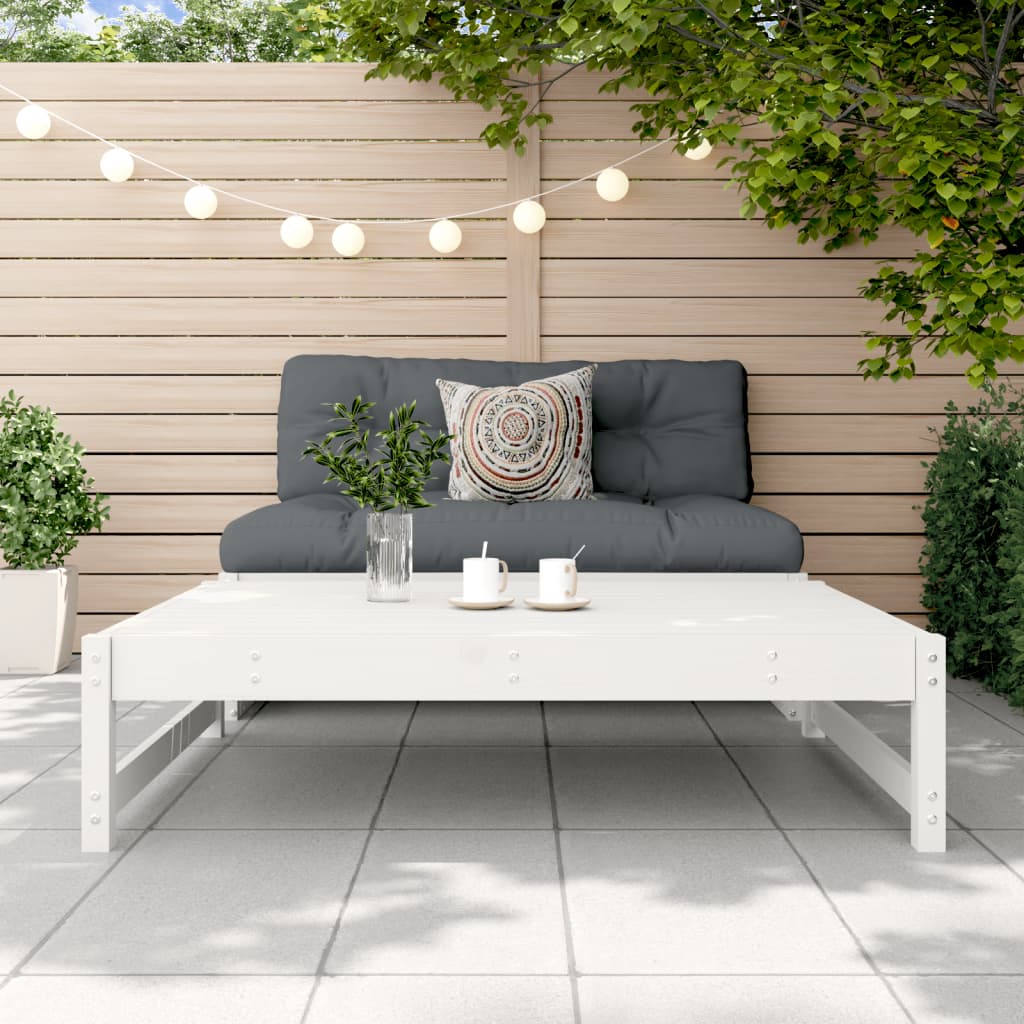 Solid Pine Garden Footstool 120x80cm - White Finish