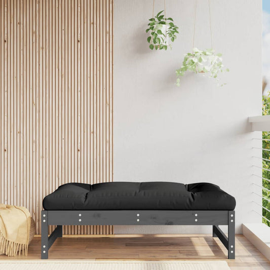 Solid Pine Garden Footstool - Grey, 120x80 cm