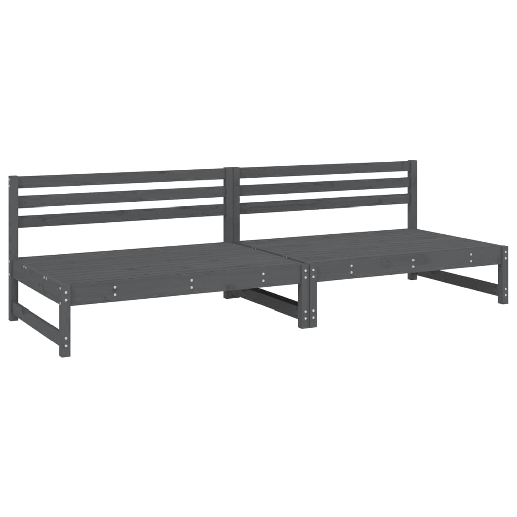 Stylish Grey Solid Pine Garden Sofas Set - 2 pcs, 120x80 cm