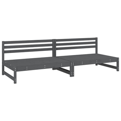 Stylish Grey Solid Pine Garden Sofas Set - 2 pcs, 120x80 cm