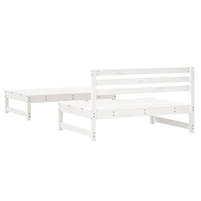 2-Piece White Pine Garden Lounge Set - Solid Wood Comfort
