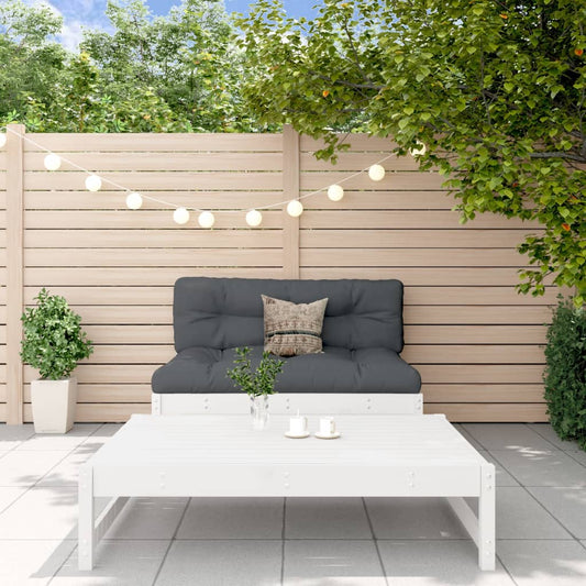 2-Piece White Pine Garden Lounge Set - Solid Wood Comfort
