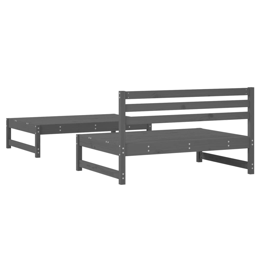 Stylish 2-Piece Grey Garden Lounge Set in Solid Pine Wood