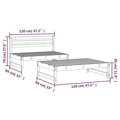 Stylish 2-Piece Grey Garden Lounge Set in Solid Pine Wood