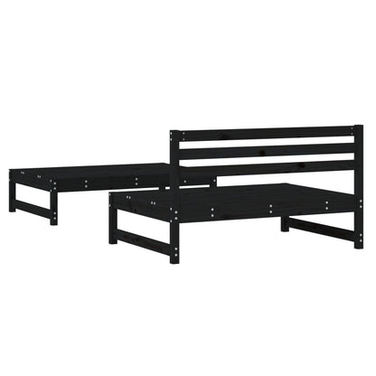 2 Piece Black Pine Wood Garden Lounge Set