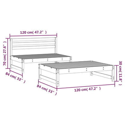 2 Piece Black Pine Wood Garden Lounge Set