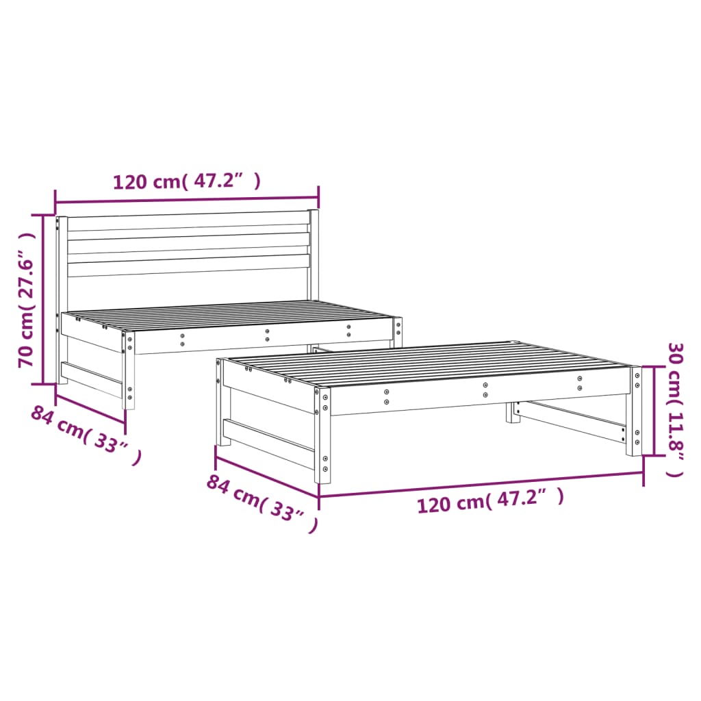 Solid Wood Douglas 2 Piece Garden Lounge Set - Stylish & Durable