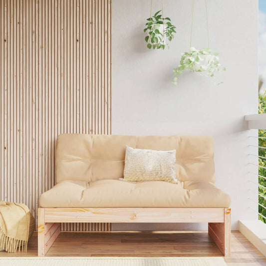 Solid Pine Garden Middle Sofa 120x80 cm - Natural Wood Finish