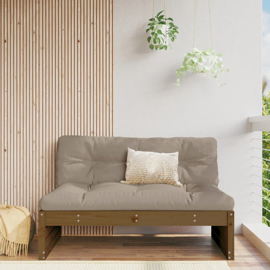 Solid Pine Garden Middle Sofa, Honey Brown 120x80 cm