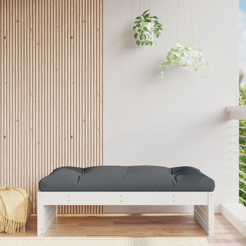 Solid Pine White Garden Footstool, 120x80 cm